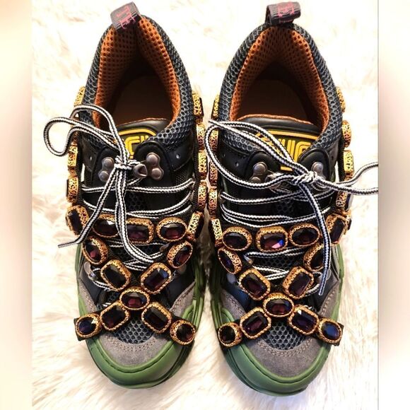 Gucci Flashtrek Hiking Sneakers Graphite Dark Gray Size 37 - Picture 8 of 16